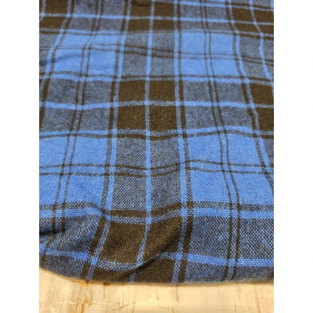 Blue Black Plaid Woven Fabric 64